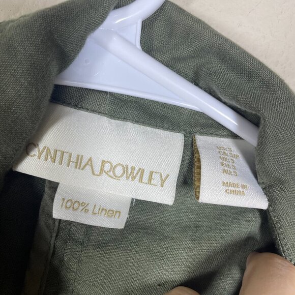 Cynthia Rowley olive green 100% linen vest Small layering lagenlook boho chic! - Picture 3 of 4